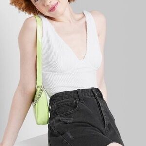 Wild Fable ribbed bodysuit in white, NWT, size L